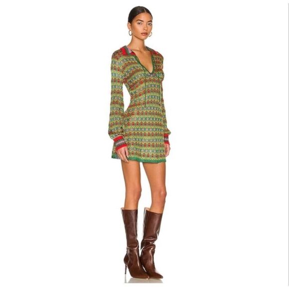 Free People Women’s Milano Multi Green Knit Tulip Mini Sweater Dress - Picture 10 of 10